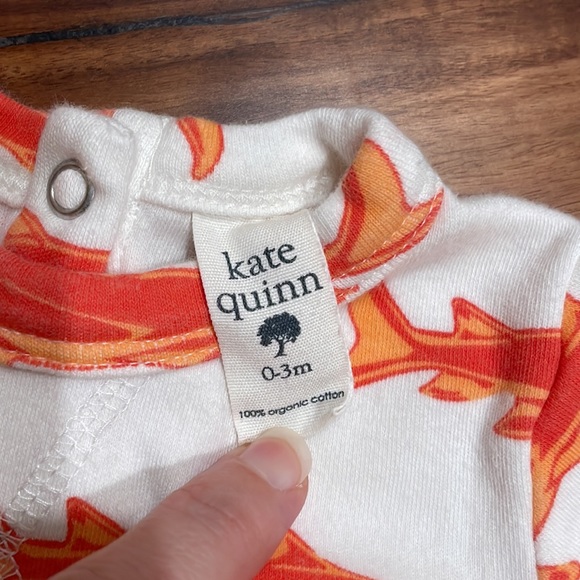 Kate Quinn Orange Sharks Long Sleeved Jumpsuit size 0-3 Months - Picture 3 of 4
